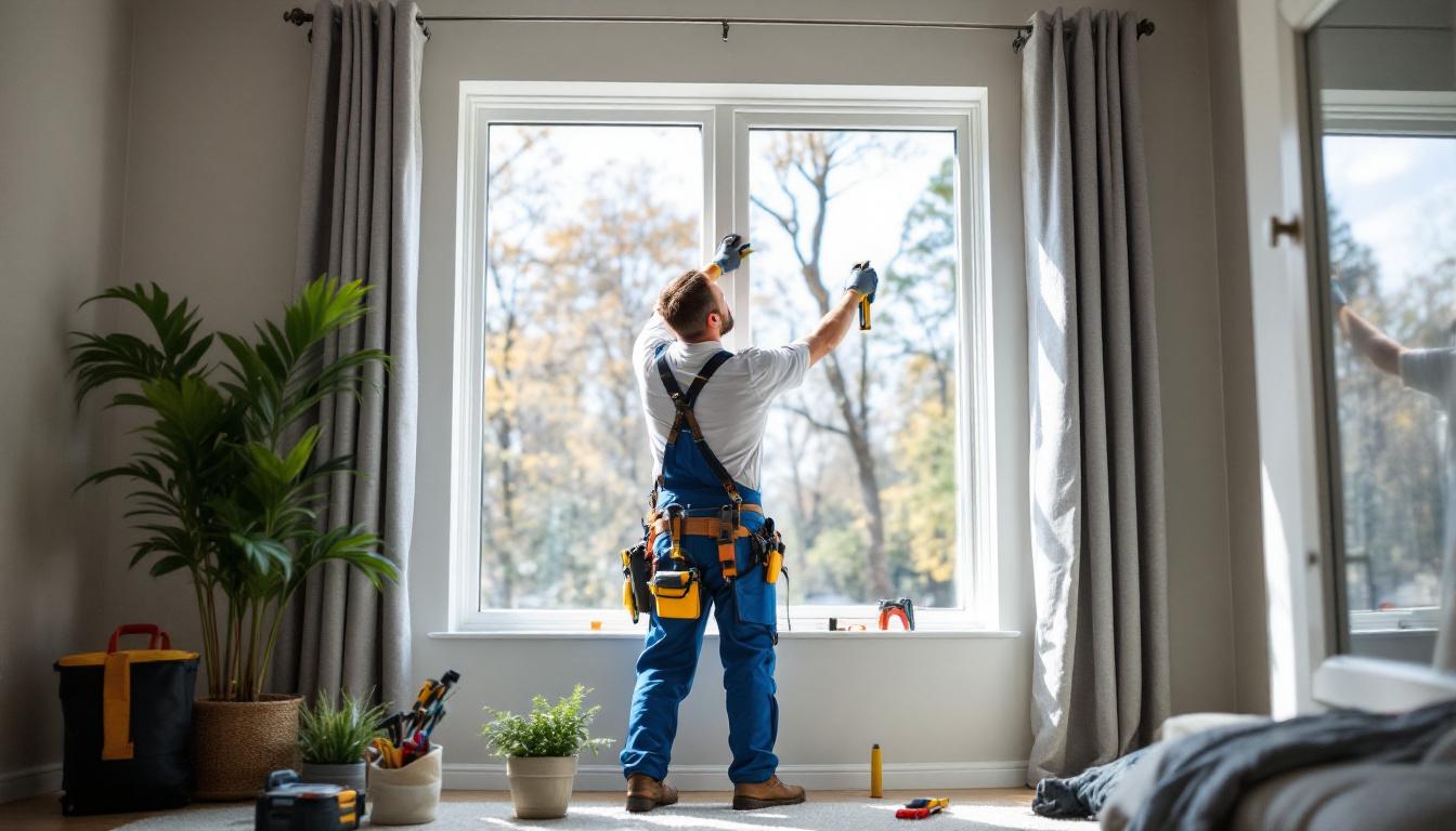 Certified Quality Touch Remodeling window installer fitting a new vinyl window in a Gwinnett County home