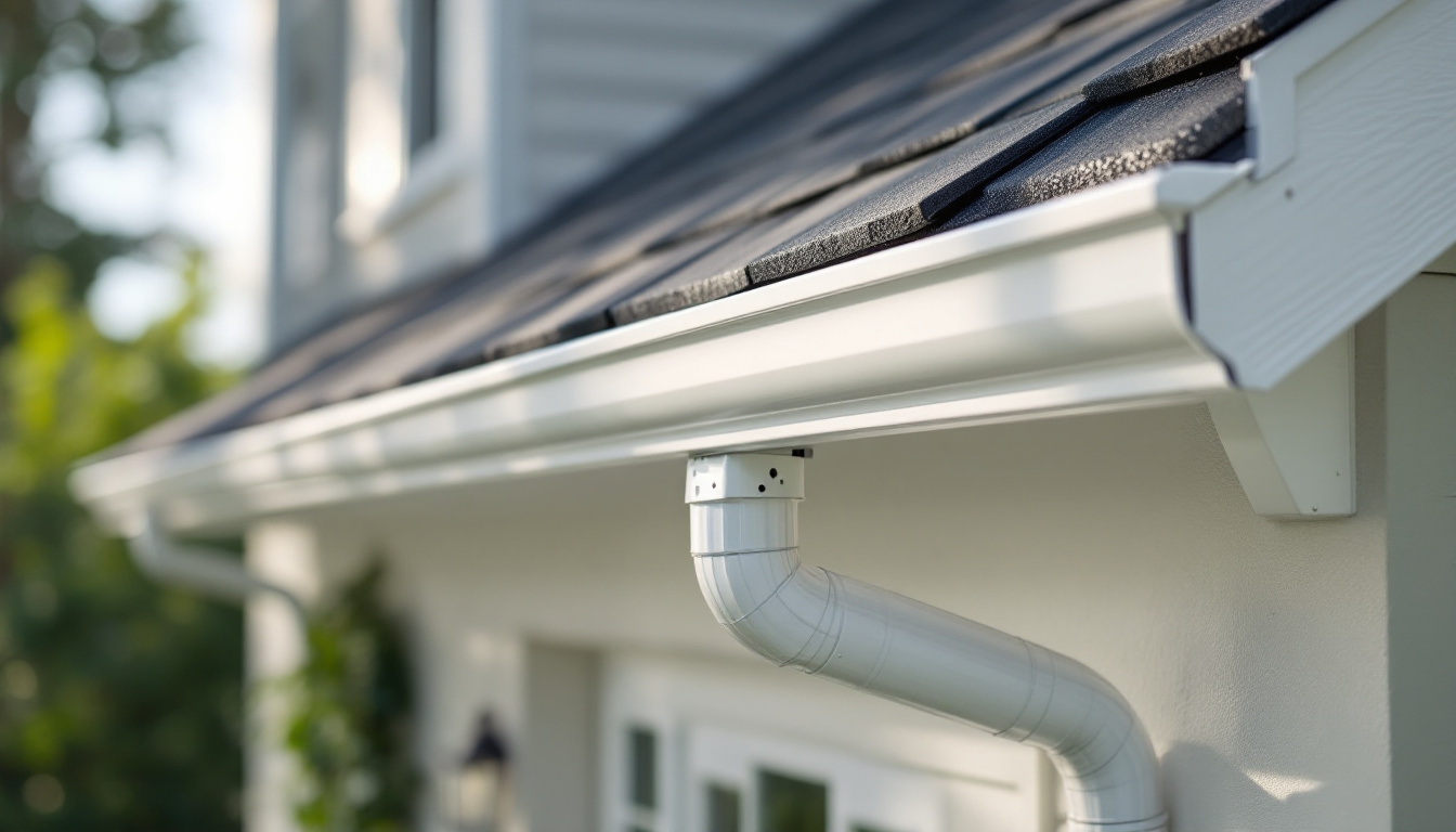 Close-up of seamless aluminum K-style gutters installed on a Georgia home