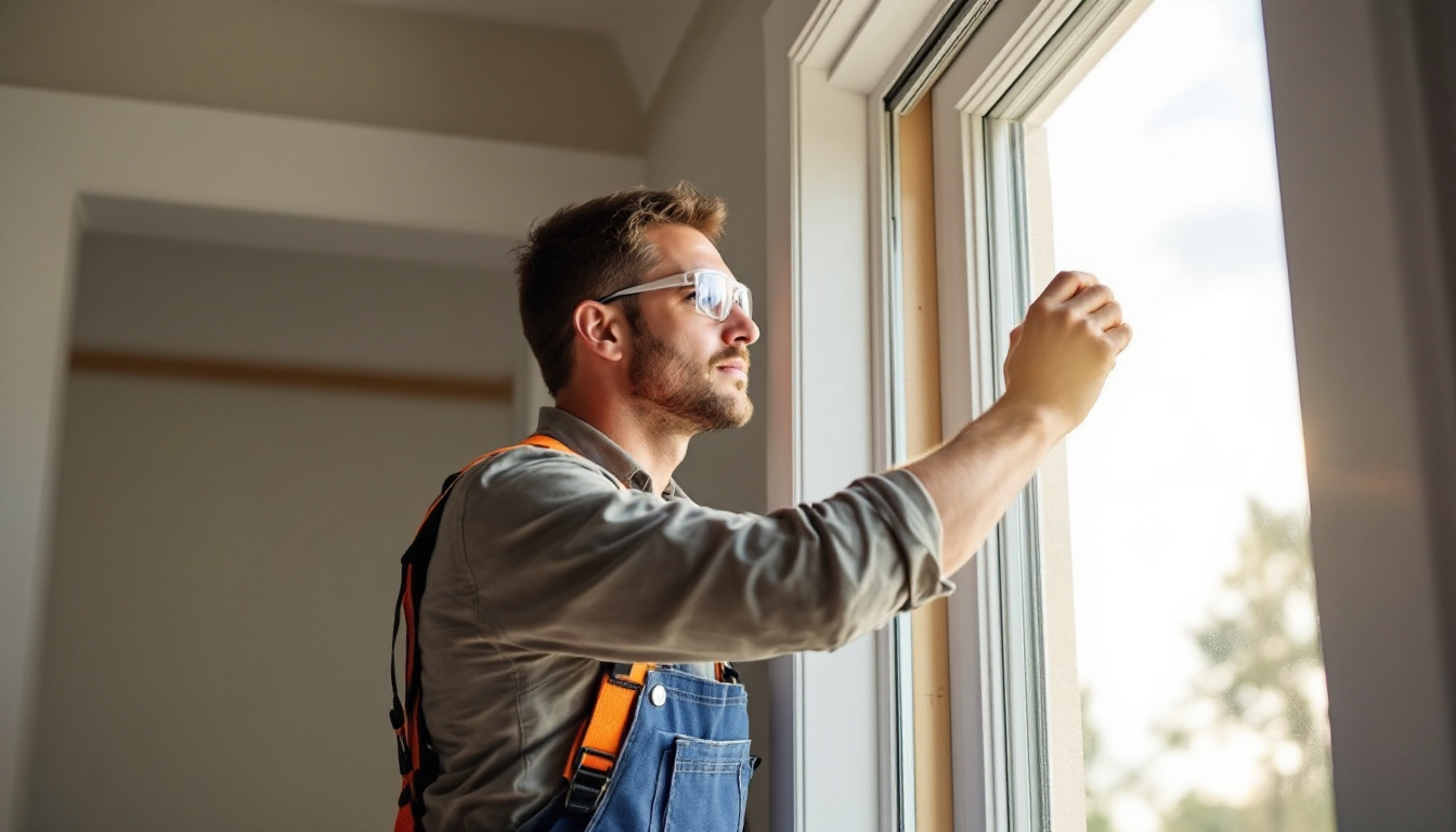 Certified in-house installer fitting a financed vinyl replacement window in a Georgia home